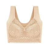 WomenBeautiful Back Bra Large Size Fat Mm Bra Gathered and Traceless Thin Cotton Strapless Underwear Without Steel Ring Vest