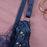 Women's Lingerie Sets Luxury Sequin Bra Belt Thong 3PC with Leg Circles See Through Push Up Bra Intimates Seductive Underwear