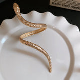 New Arrival Snake Shaped Cuff Bracelet Ring Set for Women Exaggerated Metal Unique Design Bracelet Fashion Jewelry Set