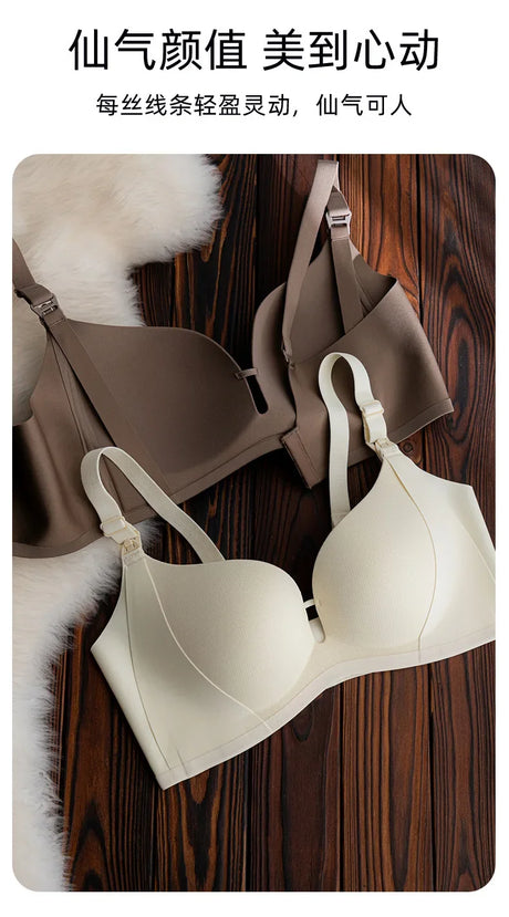 Smooth Nursing Bra Prevents Sagging Gathers Support Womans Brassiere Three-row Hooks Postpartum Use All Stages Ladies' Bra Daily