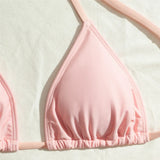 Pink Lace Mini Skirts Cover Ups Swimwear String Halter Triangle 3 Piece Bikini Set Micro Thong Sexy Swimsuit Women 2026 Bikinis