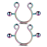 2pcs/lot Surgical Steel Fake Sexy Nipple Clip Rings Charm Faux Nipple Shield Non Piercing Rings Body Jewelry for Women Gift