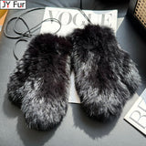 Hot Sale Women's 100% Natural Rabbit Fur Winter Gloves Warm Knit Thick Thermal Mittens Soft Real Fur Outdoor Cold Weather Glove