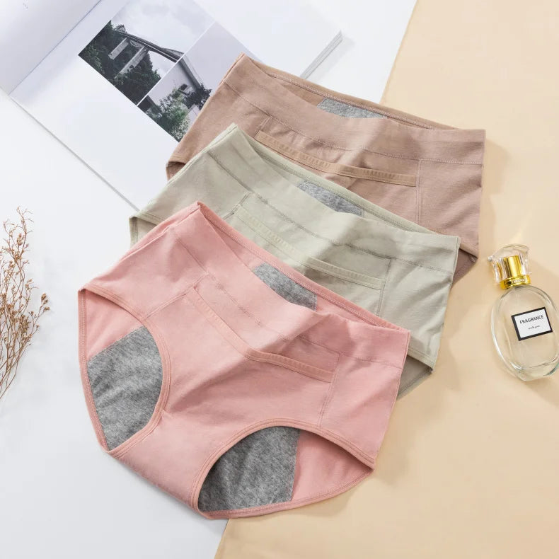 3PCS Cotton Menstrual Panties Leak Proof Breathable Sexys Panties Woman Women Girls Physiological Pants Women's Intimates M-XL