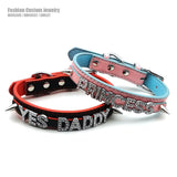 Sexy Customized Letters YES DADDY PRINCESS Rivet Spikes Collar Choker Necklace DIY Personalized Custom Chocker Cosplay Jewelry