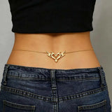 Gothic Heart Flame Waist Chain Sexy Punk Metal  Waist Belly Belt Chain Y2K Body Chain for  Beach Bikini Party Outfit Jewelry