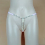 Sexy Massage Pearls Thong Women Panties Open Crotch G-string Erotic Lingerie Woman High Stretch Plus Size T Back Sex Accessories