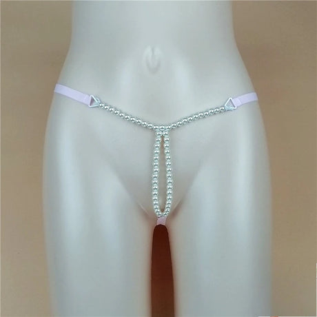 Sexy Massage Pearls Thong Women Panties Open Crotch G-string Erotic Lingerie Woman High Stretch Plus Size T Back Sex Accessories