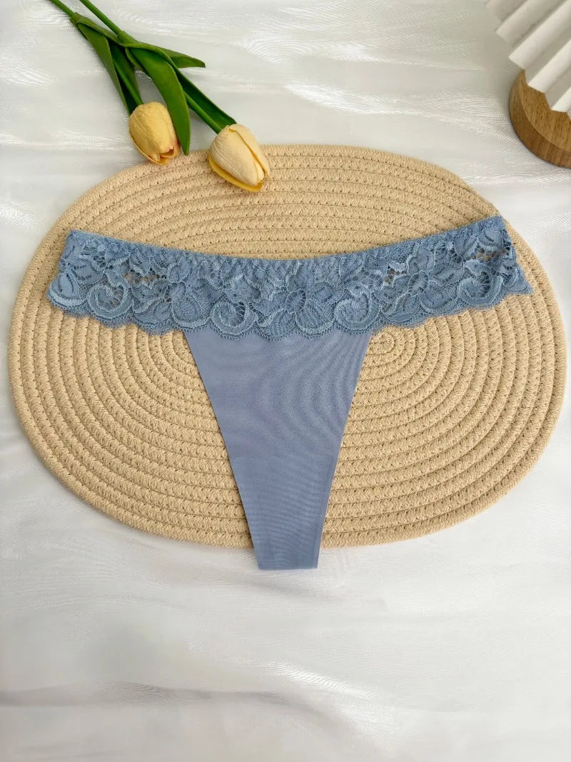 Personalized Custom Thong Name Crystal Letter G-String Low Waisted Lace Thong Ice Silk Bikini Panties Hot Wife Girlfriend Gift