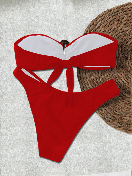 Sexy Cut-Out Bikini Set - Trendy Swimwear for Beach Goddesses Stunning Strapless Bikini Top Two-Piece Swimwear for Women