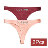 2pack Custom Thong with Name Crystal Letter Customized Thongs Women Underwear G-String Personalize Panties Lingerie Tanga