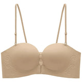 Front Fasten Balconette Bra Strapless - Lift Support Bralette Petite, Non Slip Invisible Comfort Everyday Wear Enhance Small Cup