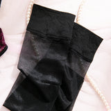 Women's 4-Piece Sheer Lace Lingerie Set Crisscross Strap Bra Garter Belt Long Socks Seductive Intimate Underwear