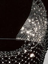 ling Pink Crystal Net Vest with Sequins Women Deep V Neck Dance Clubwear Trendy Fashion for Nightclub Bikini Cover Up