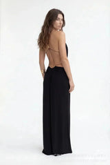 Halter Maxi Dress Women Summer Sleeveless Backless Cut Out Waist Sexy Black Long Dress Elegant Party Clubwear Vestidos Female