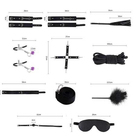 Couples BDSM Bondage Kit with Handcuffs Neck Collar Wrist Restraints Mouth Gag And Strap - Adult SM Sex Toys for Women's Fetish