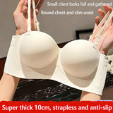 Sexy Seamless Half Cup Push-Up Bra Wire-Free Backless Stick-On Invisible Strapless for Small Breasts Underwear