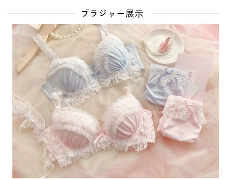 Teen Favorite! MOYISU Japanese Sweet Lolita Bra Set G Cup Heavy Steel Ring Support Heavy Lace Thin Cup Pure Sexy Large Bust CA