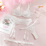 Women's Red Lace Lingerie Set with Underwire Bra High Waist Garter Belt Thong and Thigh Straps Romantic Bedroom Outfit Set 2026