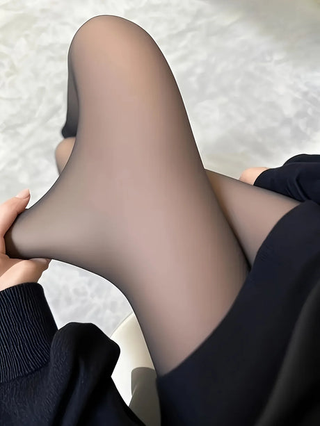 1Pair Women Autumn Winter Sheer Flesh Tone Warm Tights, Thin Elastic Elegant Pantyhose, Fashion Leggings for Outdoor Home Wear