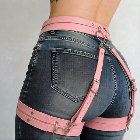 Women's Fashion PU Leather Gothic Y2K Harness Belt Leg Belt Punk Adjustable Vintage Thigh Strap for Daily Travel Wear