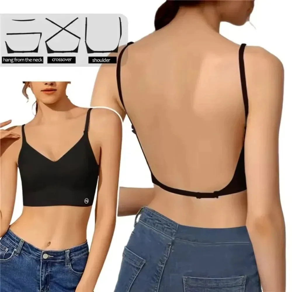 Fashion Nylon Cotton Women's Invisible Bra Breathable No Steel Frame U Plunge Bras Backless Ladies Sexy Bras Women Girls
