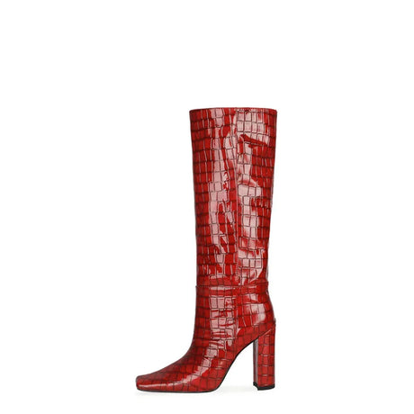 2024 NEW Fashion High Tube Knee High Boots 10cm/6.5cm Thick Heel 21 Colors Women Short Plush Boots Size 45 Winter Leather Shoes
