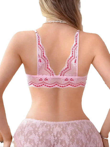 Sweet Lace Trim Splice Love Heart Women Sexy Bras Trendy Lovely Beautiful Back Push Up Ladies Lingerie Comfort Underwire Bra