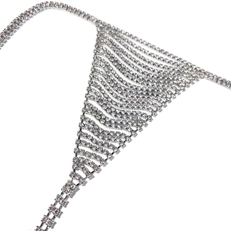A set of women's sexy shiny rhinestone bra chain waist chain fashionable party crystal bikini set