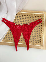 Custom Name Crystal Letter Briefs Sexy Lace Crotchless Knickers Hollow Waist Panties Open Gear Underpants Girlfriend Wife Gift