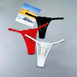 3PCS Adjustable Sexy Transparent Thong Panties Women Lace Underwear Low Waist Female T-back String Underpants
