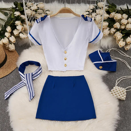 Women Sets Ruffled Apron Shorts Headband Maid Cosplay Costume Rabbit Officer Party Park Performance Sexy Suits Hotsweet Clothes
