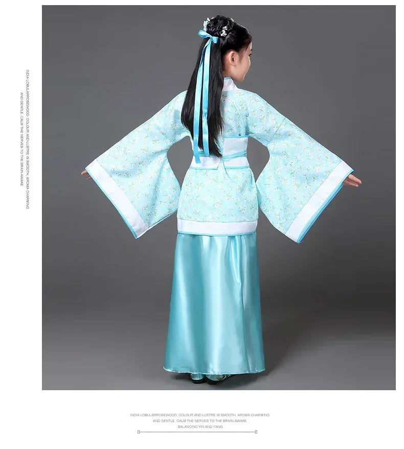 chinese Folk Dance new year clothes traditional hanfu for girls kids dragon dress ancient Stage Carnival costume Clothing skirt