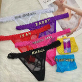 Custom Thong Panties with Name DIY Rhinestone Letter Thongs Sexy Customized Underwear G-String Personalized Bikini Jewelry Gift