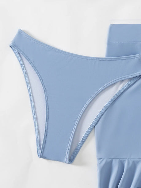 Color Hard Bag Three Piece Bikini Swimsuit Polyester Casual Surfing Suit with Steel Support And Chest Pad