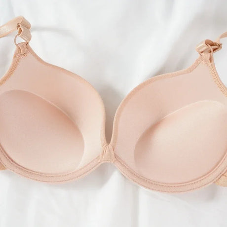 Sexy Women Cotton Gathered Bra Deep V Underwire Ladied  Brassiere Push Up Lingerie Solid Bras Backless Intimate Underwear