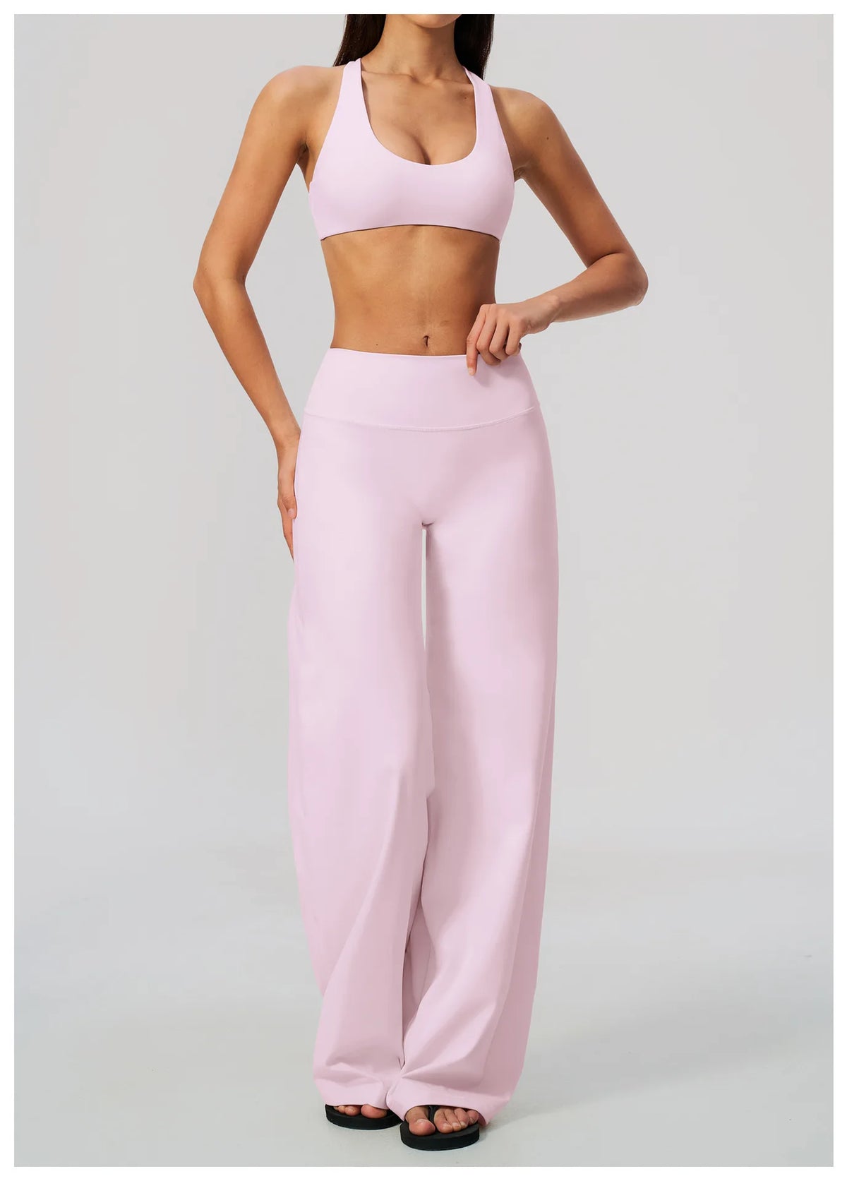 Women's 2/3Pcs Yoga Set Zip Jacket Sports Bra Cross Back Wide Leg Flare Pants Push Up Gym Set Workout Running Fitness Activewear
