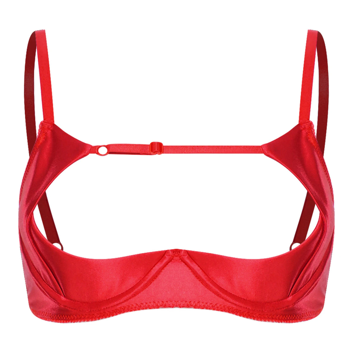 Womens Satiny 1/4 Cup Bra Solid Cut Out Adjustale Straps Underwired Shelf Bra Hollow Out Supportive Balconette Bra Underwear