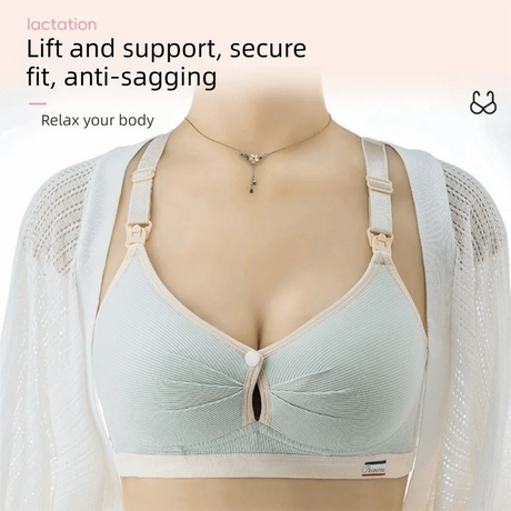 Pure Cotton Double Button Breastfeeding Bra Soft Comfortable Seamless Breathable Maternity Bra Anti Sagging No Underwire