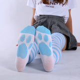 Pink Strip Kawaii Cat Paw Print Stockings Lolita Gothic Velvet Lolita Over Knee Socks Over The Knee Thigh High JK Long Stockings