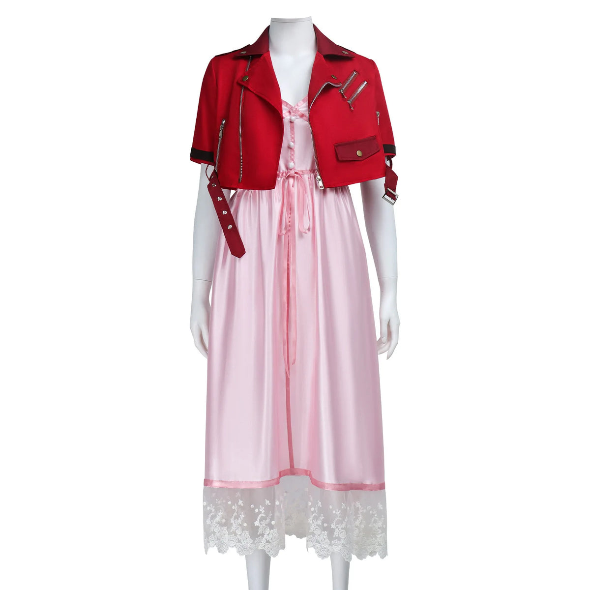 Fantasy VII Cosplay Game FF7 Aerith Gainsborough Cosplay Costume Aerith Coat and Dress Full Set Halloween Party Outfits