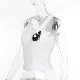Creative Metal Decoration Tank Tops Women Edgy Clothes Y2k Accessories Sleeveless Crop Top Slim Fit Ropa De Mujer Camison Verano