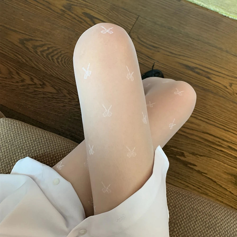 New Fashion Women Pantyhose Tights Sexy Stocking Bow Knot Tight for Ladies Black and White Thin Transparent Socks