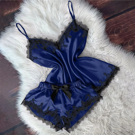 Sexy Lingerie Women Sleep Wear Camisole Bow Shorts V-Neck Tops Velvet Pajamas Sleepwear пижама женская Hot