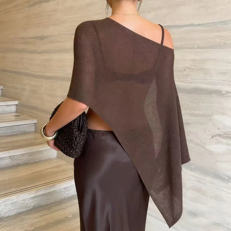 Casual Knit Top, Summer Beach Vacation Pool Party Sexy Sheer Cover-Up, Plain Fitted Design, Perfect for Relaxing and Stylish