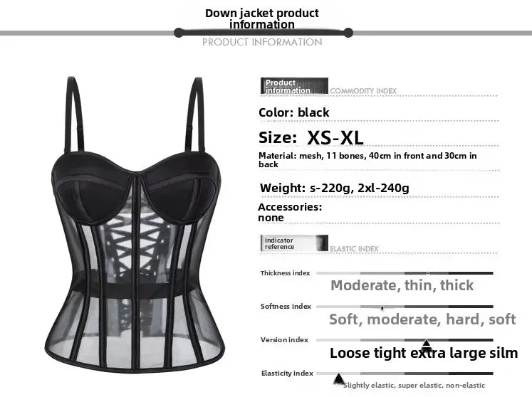 WSHKING Overbust Corset With Bra Korset Woman Strapless Bustier Top Mesh Women Lingerie Black White Sexy Lingerie