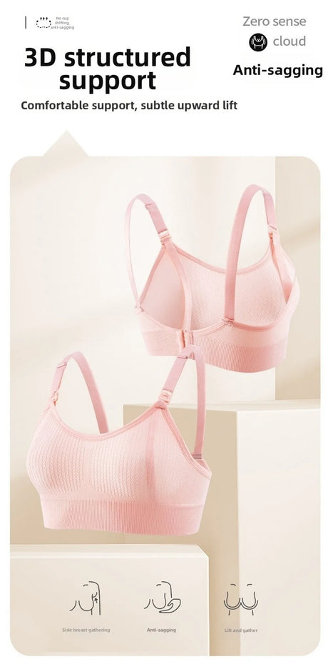 Comfortable Nursing Bras Without Steel Rings Soft Breastfeeding Underwear Anti Sagging 3D Support Seamless Maternity Bra Women