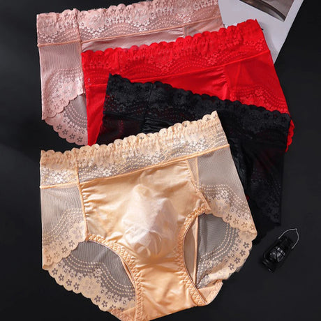 1pc Men Lace Thin Seamless Ice Silk Briefs 3D Bulge Pouch Low Waist Pantie Breathable High Elastic Soft Underwear