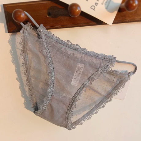 Women's underwear sexy seamless lace hollow out gauze ribbon middle waist female panties ladies breathable comfortable lingerie
