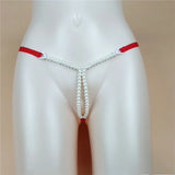 Sexy Massage Pearls Thong Women Panties Open Crotch G-string Erotic Lingerie Woman High Stretch Plus Size T Back Sex Accessories